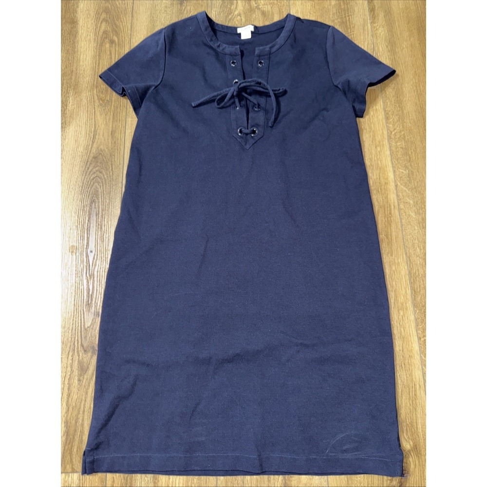J.Crew lace up short sleeve navy knee length‎ dress size medium